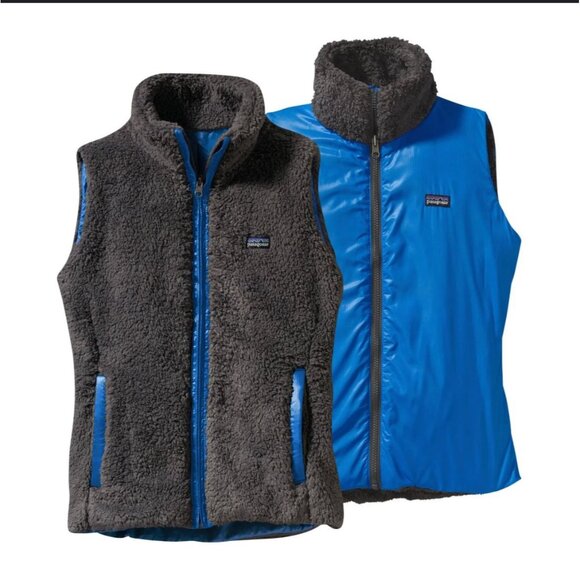 Patagonia Womens Blue Reversible Sherpa Vest Sz XS - Picture 1 of 7
